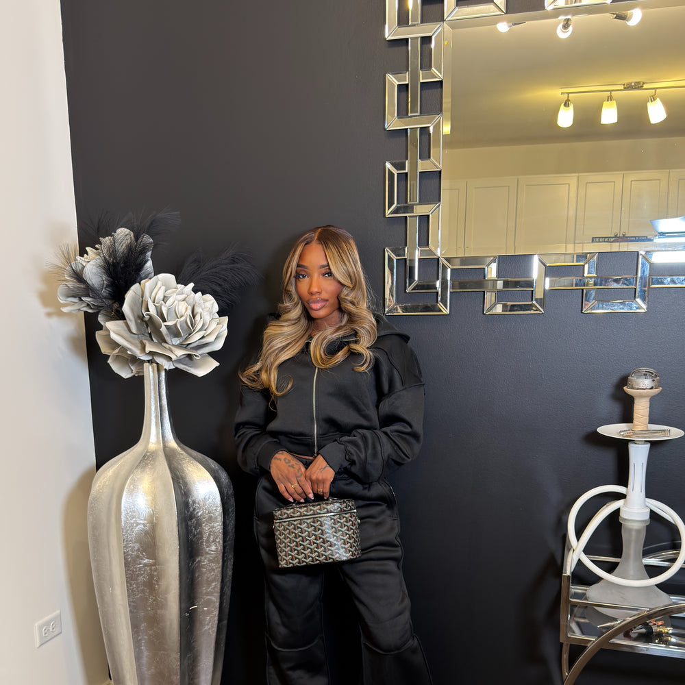 Black Casual Chic wide leg jogger set